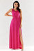 Chic Ruffle Neckline Maxi Gown with Sensational Side Slit - Polish Elegance