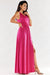 Chic Ruffle Neckline Maxi Gown with Sensational Side Slit - Polish Elegance