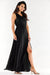 Chic Ruffle Neckline Maxi Gown with Sensational Side Slit - Polish Elegance