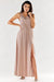 Chic Ruffle Neckline Maxi Gown with Sensational Side Slit - Polish Elegance