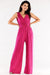 Sophisticated Wide Leg Jumpsuit Ensemble with Stylish Envelope Top - Exquisite Polish Craftsmanship