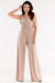 Sophisticated Wide Leg Jumpsuit Ensemble with Stylish Envelope Top - Exquisite Polish Craftsmanship