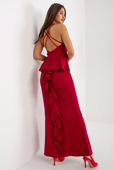 Strapless Elegant Gown with Chic Ruffle Detail