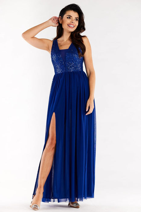 Radiant Sequin-Embellished Mesh Gala Dress