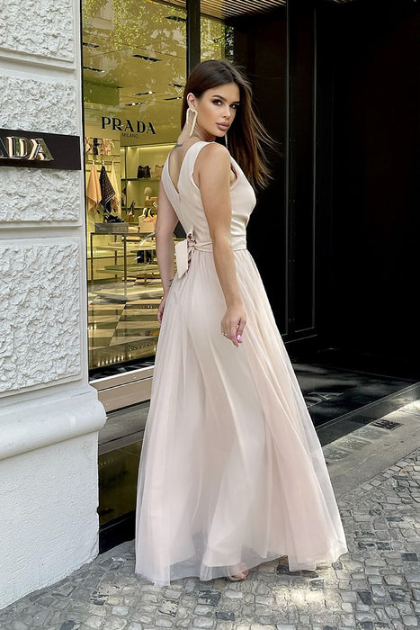 Chic High-Slit Long Bicotone Gown