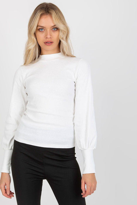 Chic Ribbed Blouse with Elegant Wide Cuffed Sleeves for Effortless Style