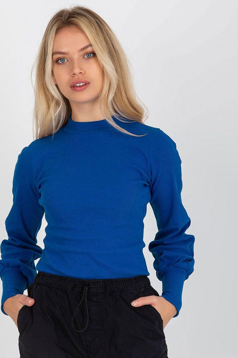 Chic Ribbed Blouse with Elegant Wide Cuffed Sleeves for Effortless Style