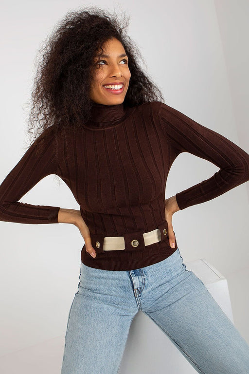 Embellished Zircon Long Sleeve Turtleneck Knit Jumper