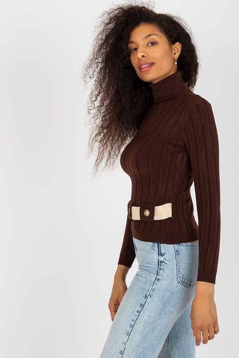 Embellished Zircon Long Sleeve Turtleneck Knit Jumper