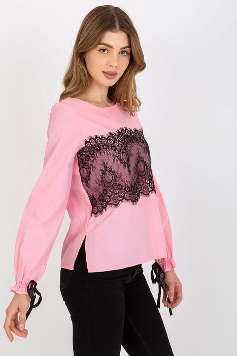 Chic Cotton Blouse with Exquisite Lace Details