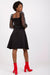 Sophisticated Lakerta Belted Dress with 3/4 Sleeves for Evening Elegance