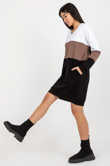 Cozy Parisian Heart-Shaped Neck Long Sleeve Sweatshirt Dress