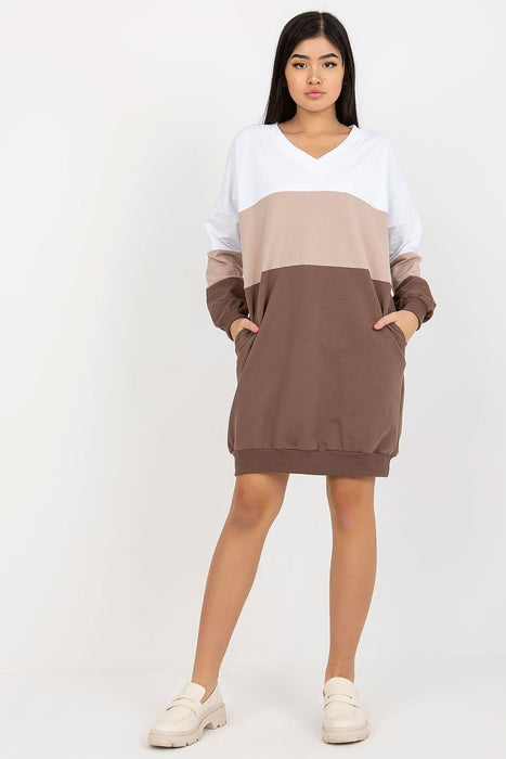 Cozy Parisian Heart-Shaped Neck Long Sleeve Sweatshirt Dress