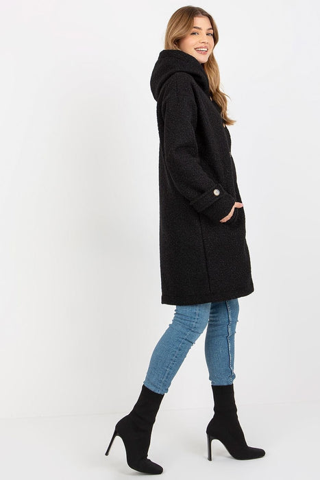 Snuggly Hooded Plush Button-Up Coat