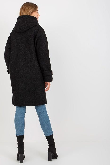 Snuggly Hooded Plush Button-Up Coat