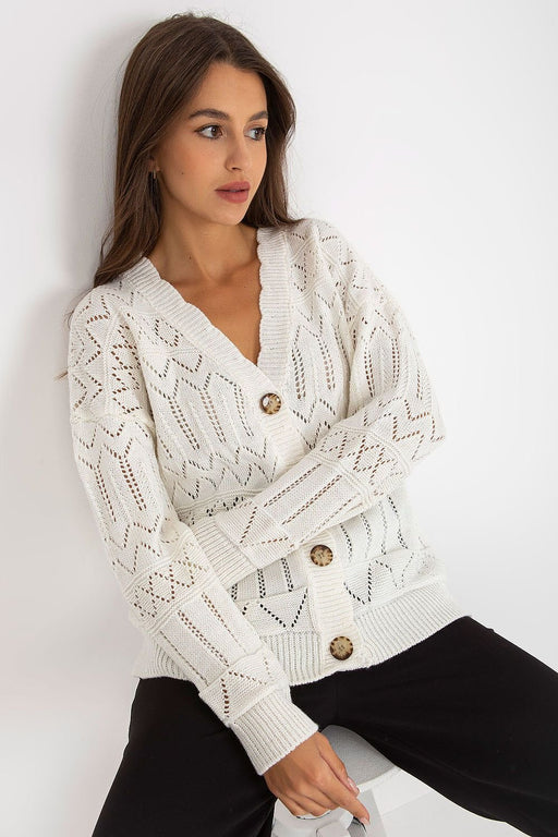 Chic Openwork Button-Down Sweater