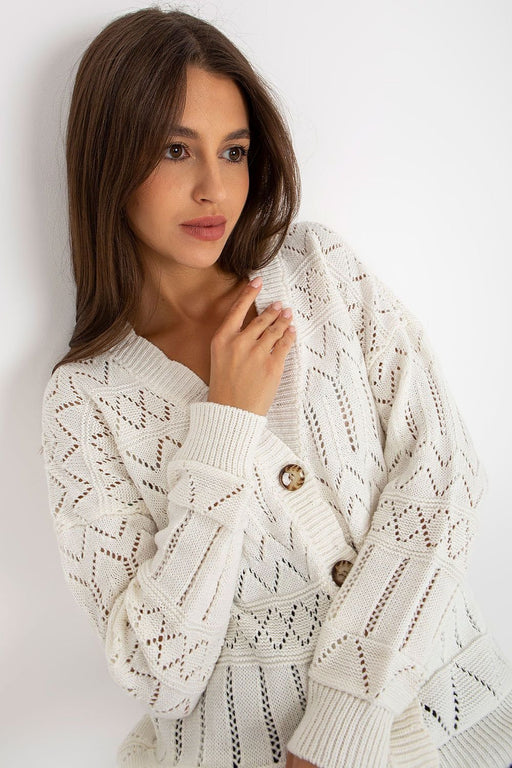 Chic Openwork Button-Down Sweater