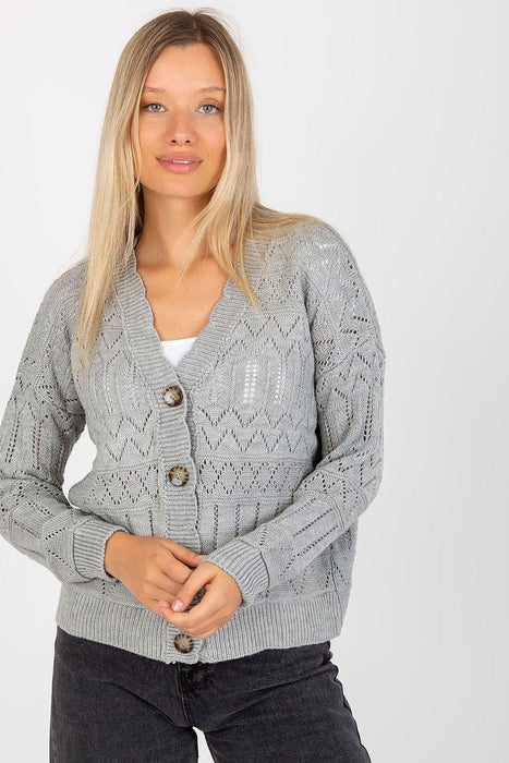 Chic Openwork Button-Down Sweater