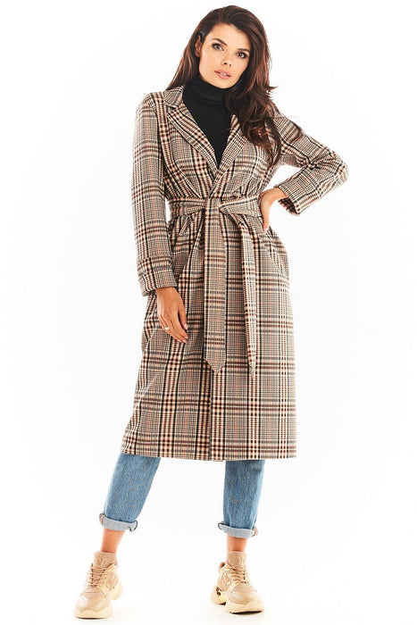 Elegant Double Collar Coat with Belted Waist