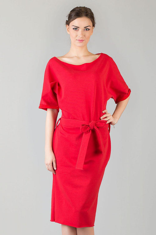 Sophisticated Kimono-Inspired Knit Day Dress - Tessita 42696