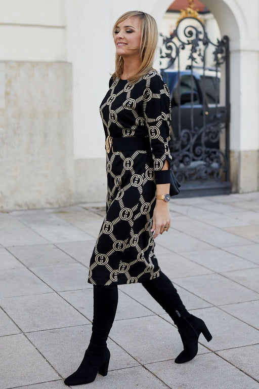 Sophisticated Jacquard Knit Daydress for Effortless Style