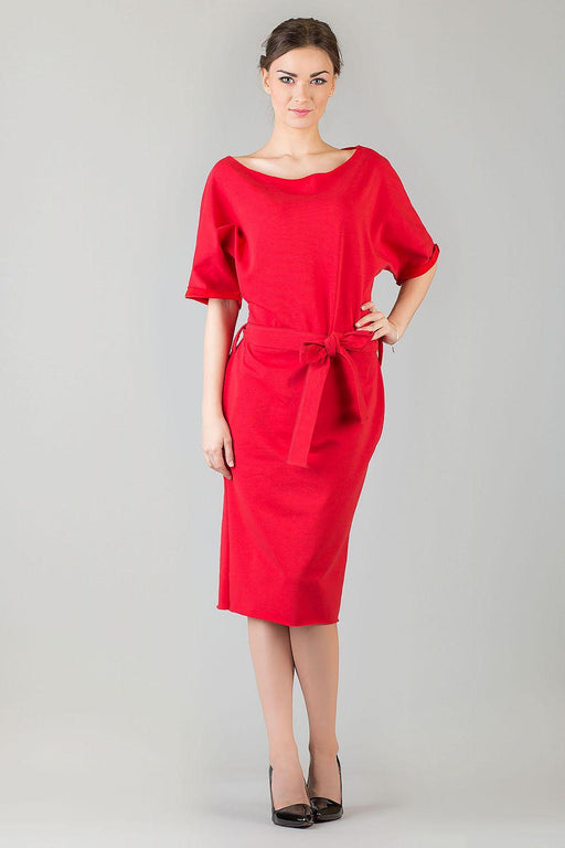 Chic Kimono-Style Day Dress with Stylish Cuff Sleeves - Tessita Model 42696