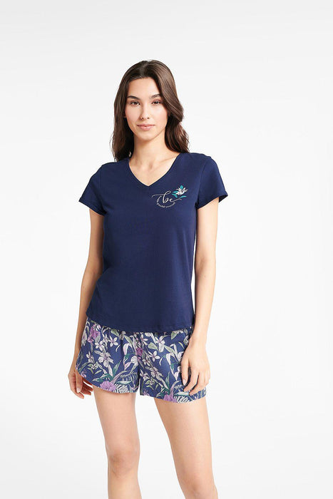 Navy Floral Elegance Women's Pajama Set