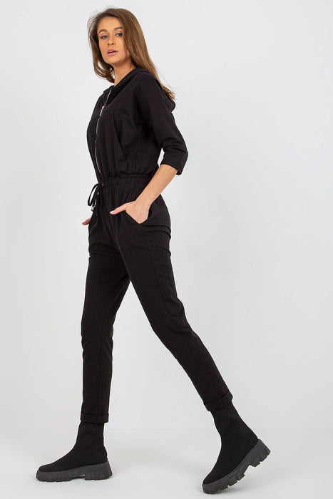 Hooded Zip-Up Jumpsuit with Adjustable Tie Features