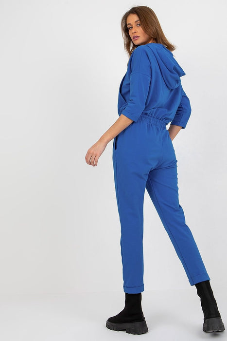 Hooded Zip-Up Jumpsuit with Adjustable Tie Features