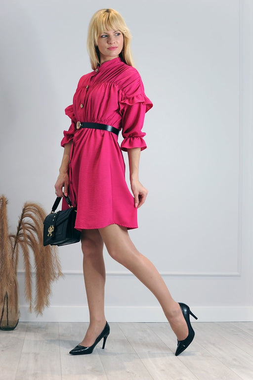 Zorola Chic Ruffled Buttoned Dress