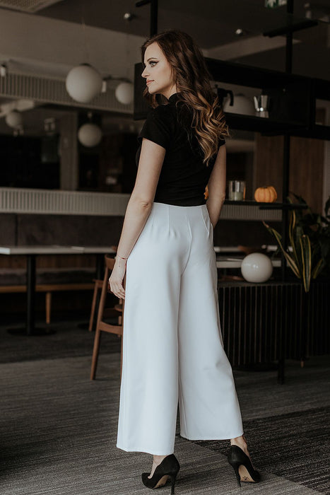 Trendy Zipper-Detail Wide-Leg Trousers for Women