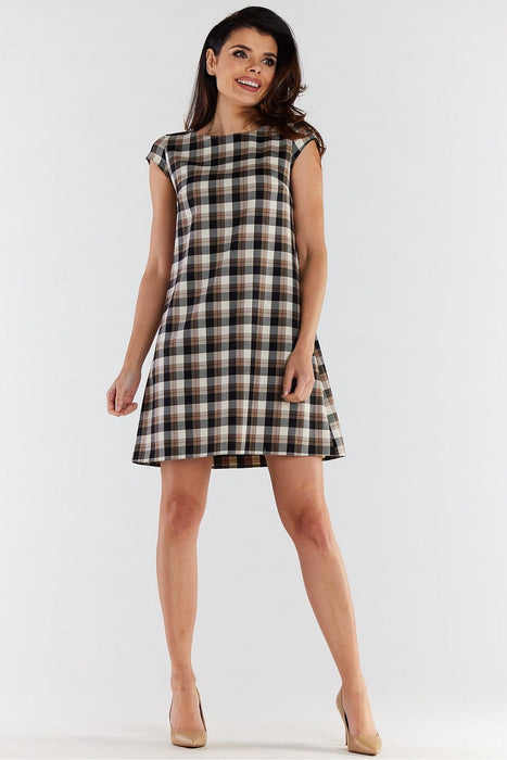 Stylish Checkered A-Line Mini Dress