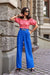 Retro-Inspired Chain-Detail High-Waisted Bell-Bottom Trousers by Roco Fashion