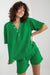 Chic Heart Neckline Loungewear Set with Adjustable Tie-Waist Shorts