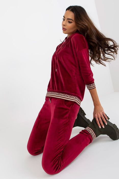 Luxurious Velour Hooded Lounge Set with Fashionable Detailing