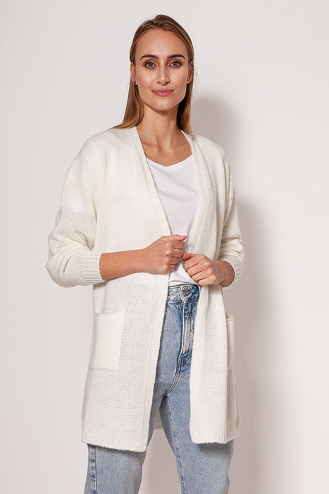 Chic Melange Knit Sweater Coat with Practical Pockets