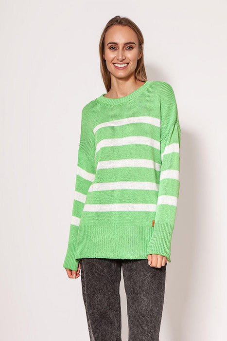 Chic Striped Long Sleeve Jumper with Round Neck