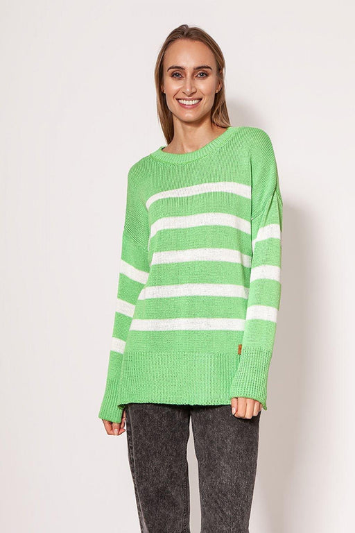 Chic Striped Long Sleeve Jumper with Round Neck