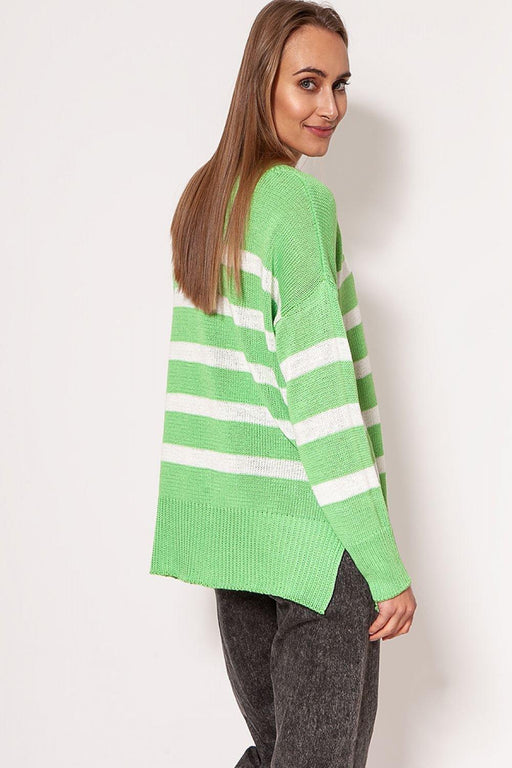 Chic Striped Long Sleeve Jumper with Round Neck