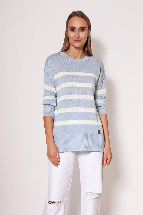 Chic Striped Long Sleeve Jumper with Round Neck