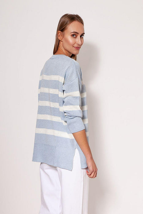 Chic Striped Long Sleeve Jumper with Round Neck