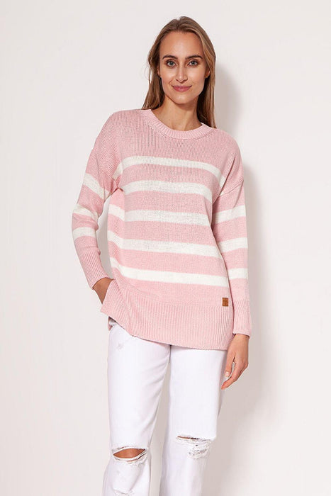 Chic Striped Long Sleeve Jumper with Round Neck