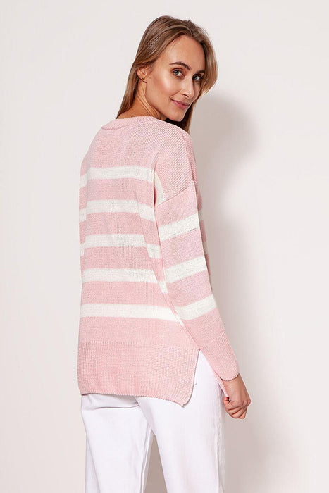 Chic Striped Long Sleeve Jumper with Round Neck