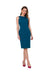 Sleek Geometric Stitched Sleeveless Pencil Dress with Concealed Zip