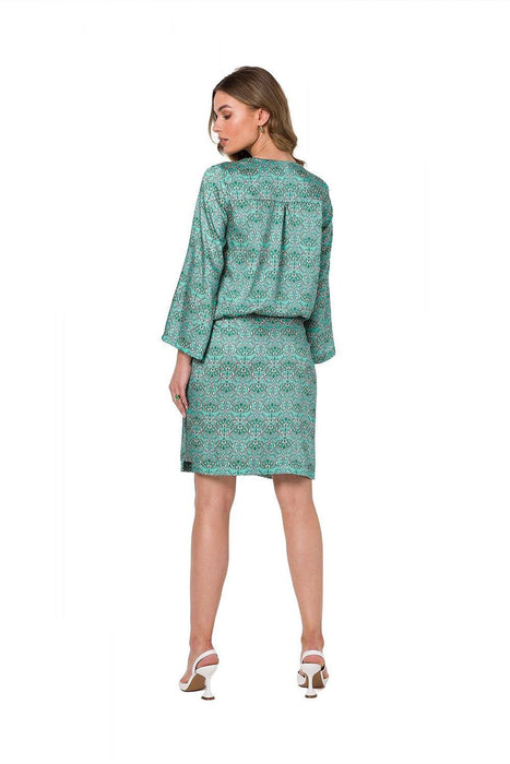 Stylish Printed Kaftan Dress with Adjustable Waist Belt