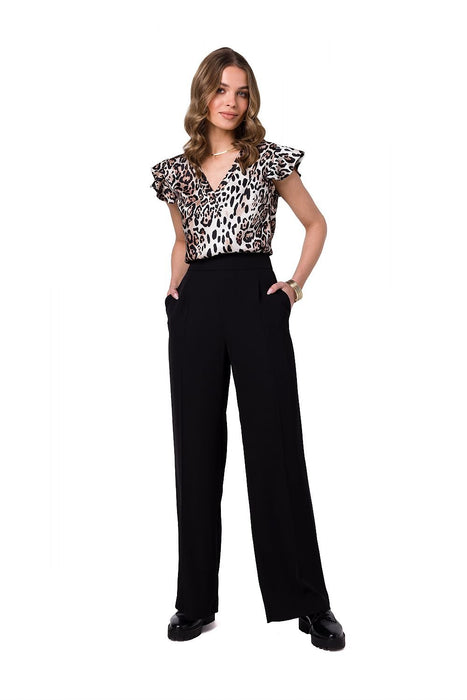 Chic Women's Flared Trousers with Tailored Waist Details