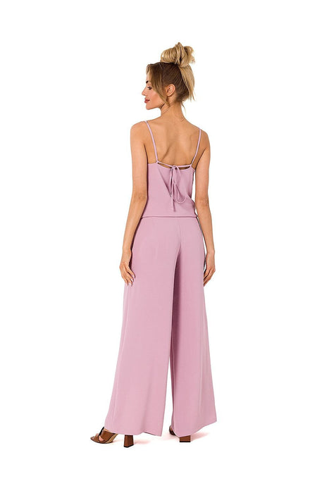 Elegant Draped Neck Jumpsuit with Comfortable Elastic Waist