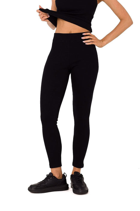 Ribbed Knit Leggings with Cozy Logo Patch