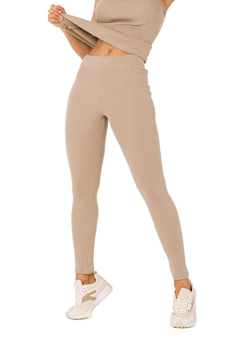 Ribbed Knit Leggings with Cozy Logo Patch