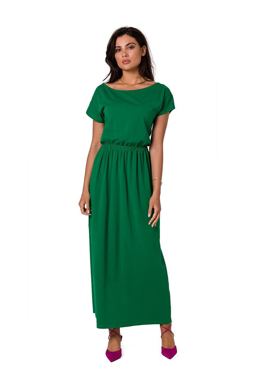 Sophisticated Asymmetric Neckline Cotton Maxi Dress